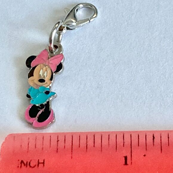 Vintage Disney Happy Minnie Mouse Pink Bow Clip On Charm Zipper Pull Bag Purse - Picture 6 of 7